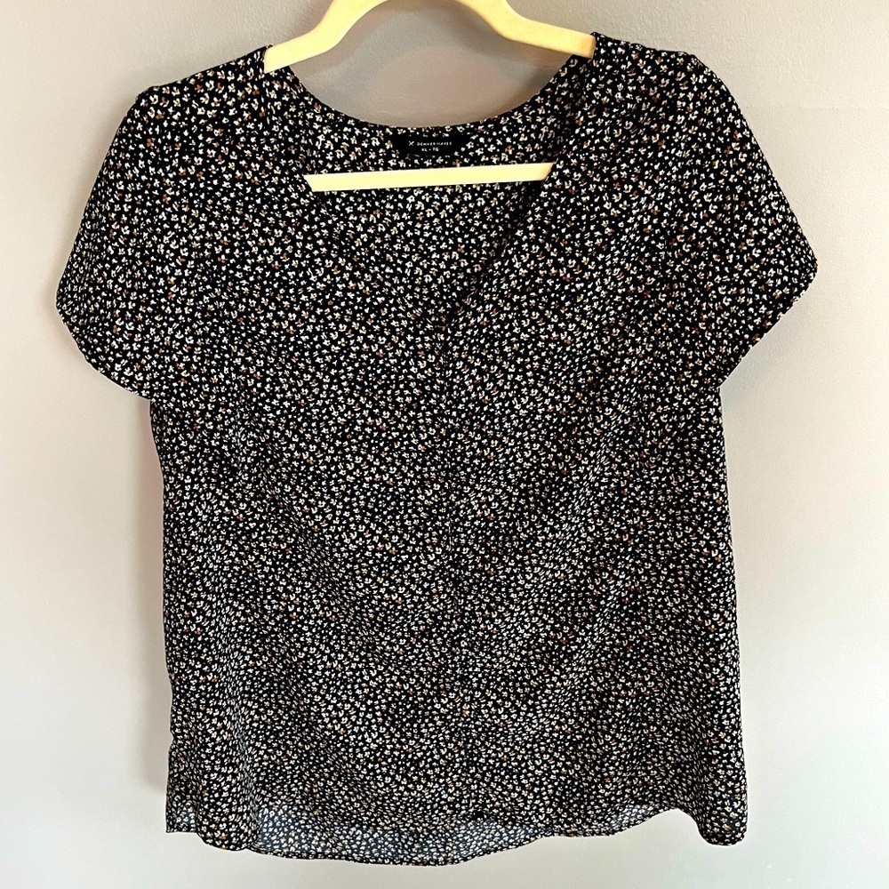 Denver Hayes Navy Blue Floral Shirt with Buttons Spring Summer size XL
